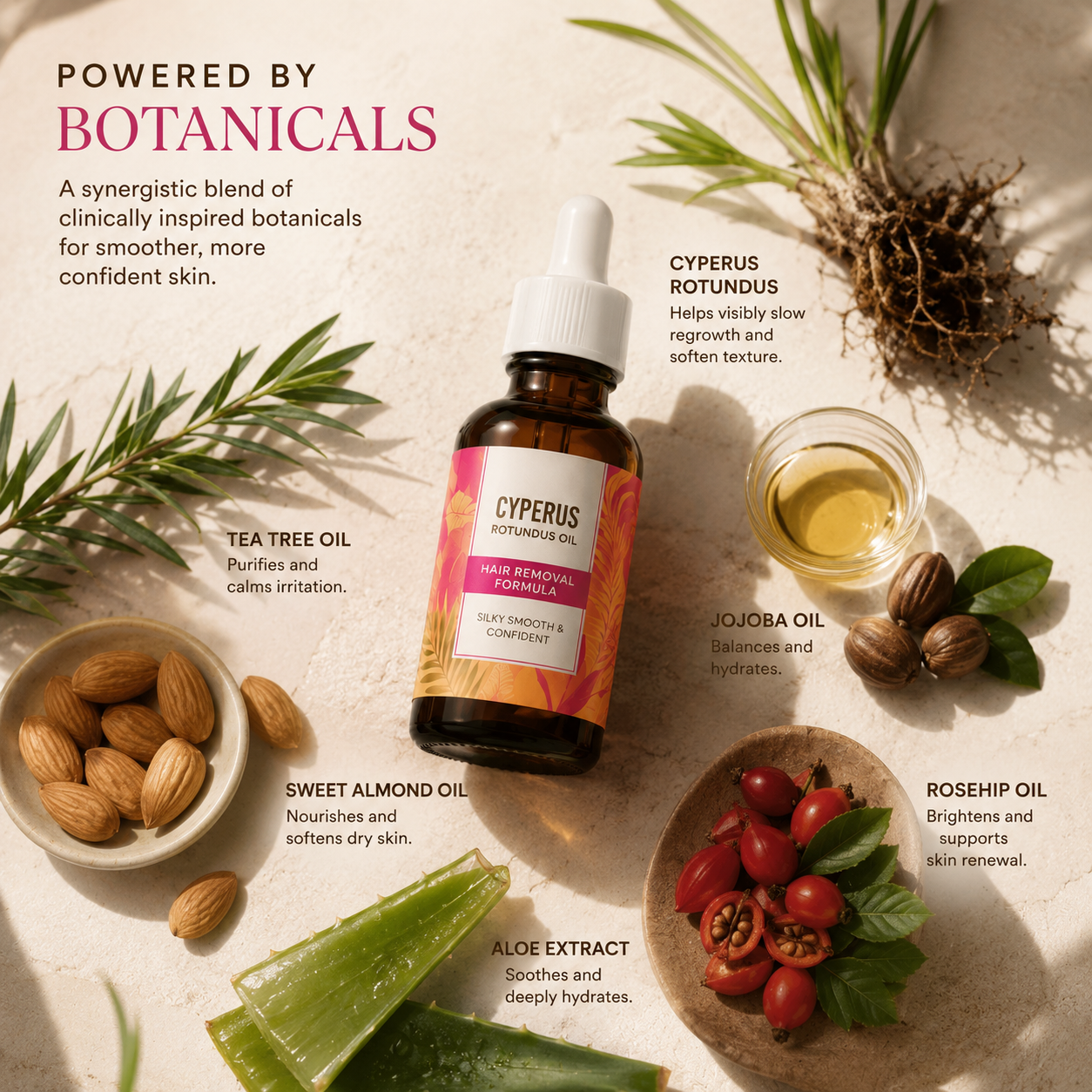 GloweStudio™ Smooth Regrowth Oil · Cyperus Rotundus Formula
